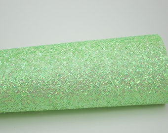 Lime Mint Green Glitter Fabric Sheet leatherette  chunky 8 x 11 DIY, A4 glitter sheet, crystal green