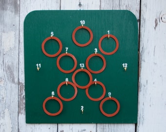 Vintage Inspired Handmade  Retro Handmade Ring Toss Game Wood Wall Mount Playroom Den Man Cave