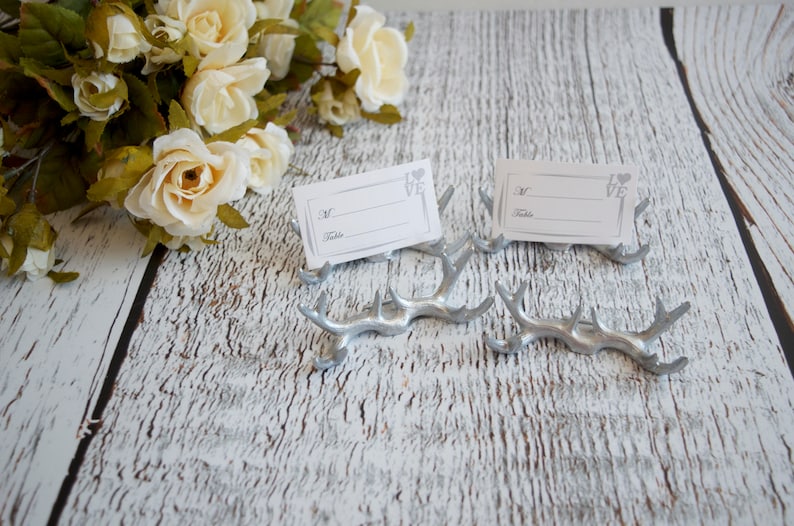 Antlers Place Card Holders Wedding Place Card Holders Rustic Etsy