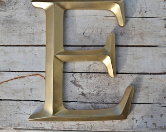 4"  Letter E wall art decor  initial Wedding newlywed Home Decor  Gold Metal  PICK ANY LETTER metallic Nursery monogram