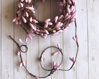 Pale Pink Berry Wired Garland 1 yard 3 feet wreath spring Christmas dollhouse decor headpiece