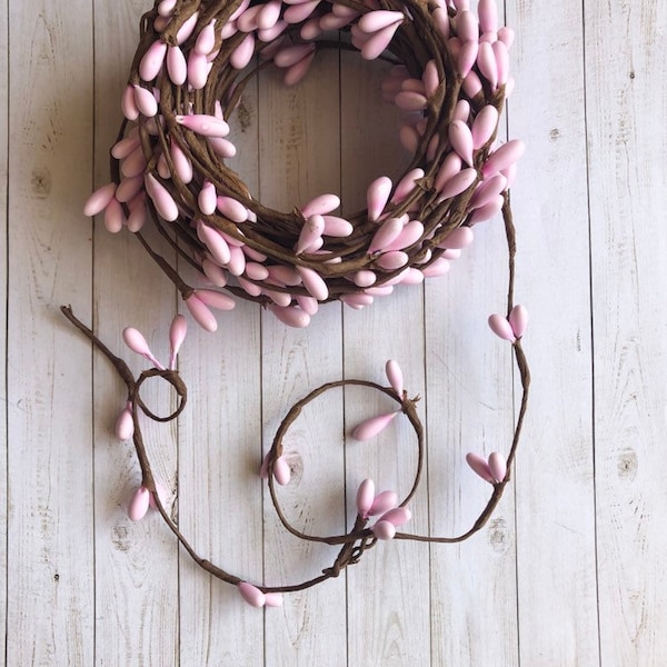 Pale Pink Berry Wired Garland 1 yard 3 feet wreath spring Christmas dollhouse decor headpiece