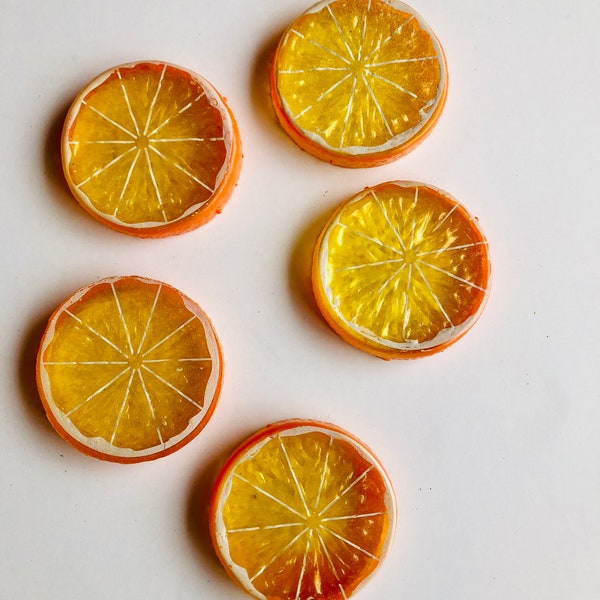 Artificial Orange slice , lemon slice, summer crafts, summer orange decor, citrus garland , resin orange