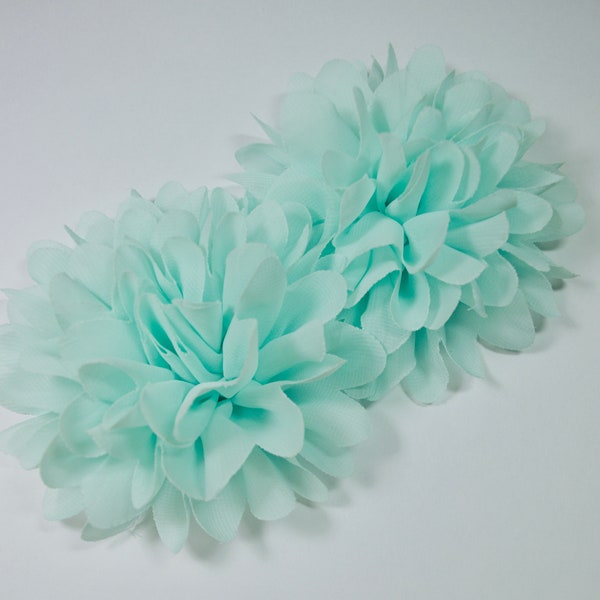 Aqua Blue Dahlia Flower, Flower hair clip DIY, Flower brooch, Embellishment, Appliqué Mint hairband Large Jumbo