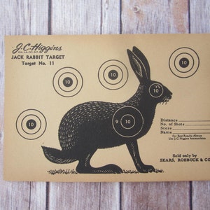 Vintage J.C. Higgins Rabbit Target No. 11 shooting Paper c. 1940s collectible wall art Sears Roebuck