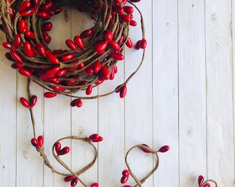 Red Berry Wired Garland 1 yard 3 feet Fall Autumn wreath Christmas dollhouse decoration holiday