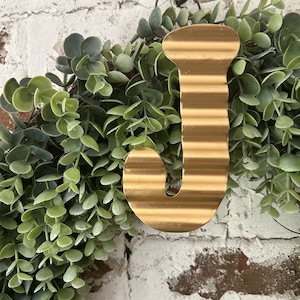 5&quot;  Letter wall art decor  initial corrugated metal Wedding newlywed Home Decor  Gold Metal  PICK ANY LETTER metallic Nursery monogram