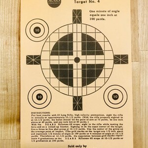 Vintage Sears Roebuck Sighter Target shooting Paper c. 1940s collectible wall art