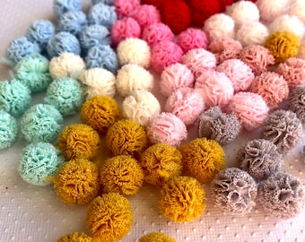 Mini fabric pom poms embellishments pastel Easter Spring headband crafts decorating