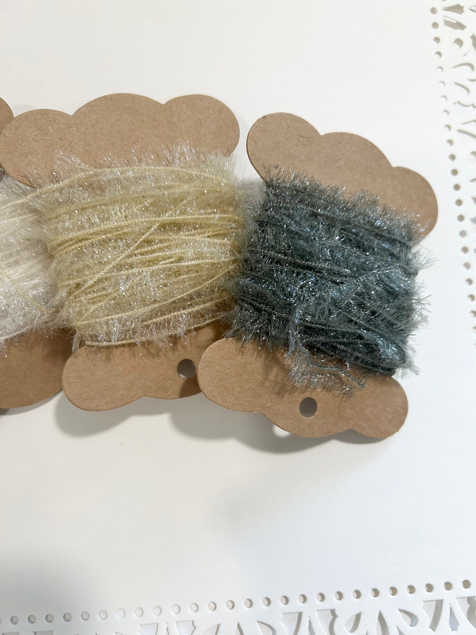 Ivory Gold Pewter Twine Pink Tinsel Trim Mini Tinsel Gift Etsy