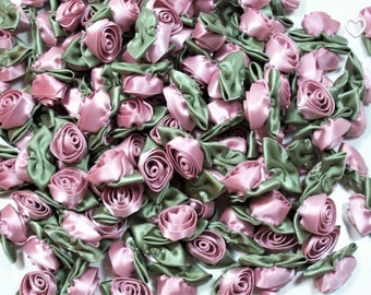 3/8" Purple Mini Ribbon Roses Appliques-Lots of 100 pcs W R0030U 3/8" Purple Mini Ribbon Roses Appliques-Lots of 100 pcs W R0030U