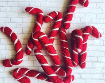 Felt Candy Canes, Felt Mints, Felted Candy, Peppermint Candy, Felt candy, Felt garland Red
