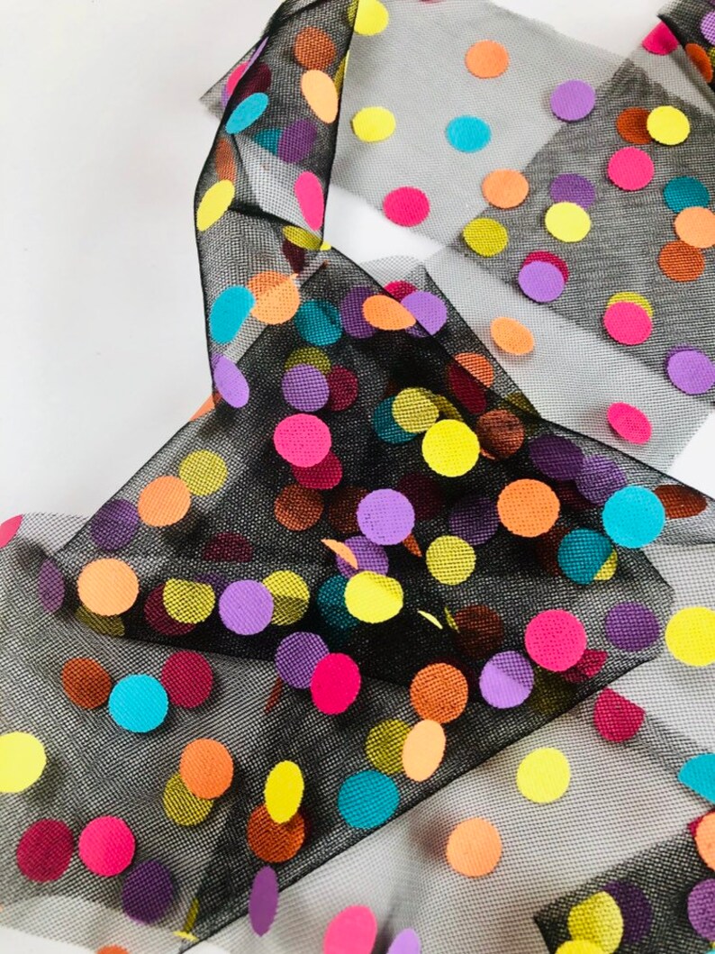 Black Confetti Tulle Ribbon Polka Dot Tulle Ribbon Black Etsy