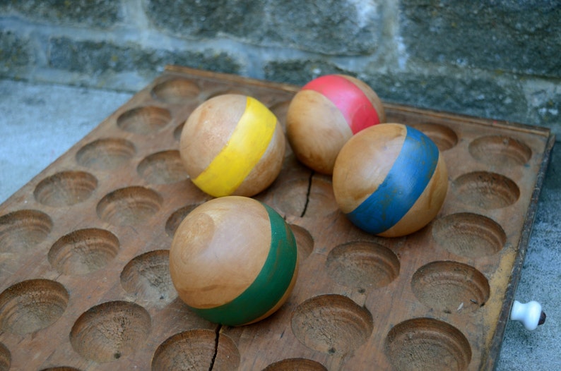 Classic Antique Style Wood Croquet Ball Set Hand Painted 4 Etsy