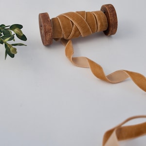 Camel Tan Velvet ribbon 1/2" by the yard trim gift wrapping hair Christmas