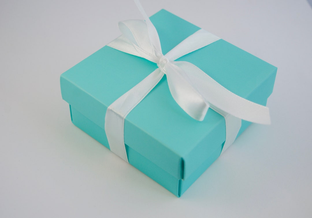 Robins Egg Blue Gift Favor Box White Satin Ribbon Party Bridal Wedding Baby Shower Jewelry