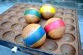 Classic Style wood croquet ball set hand painted 4 primary colors striped