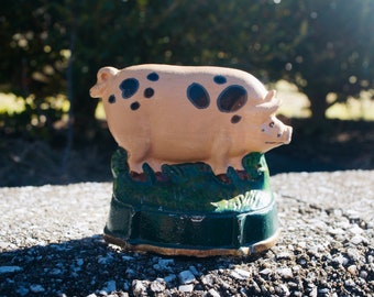 Vintage Hand Pained Pig Doorstop door stop Farm Farmhouse Country screen door Cast Iron