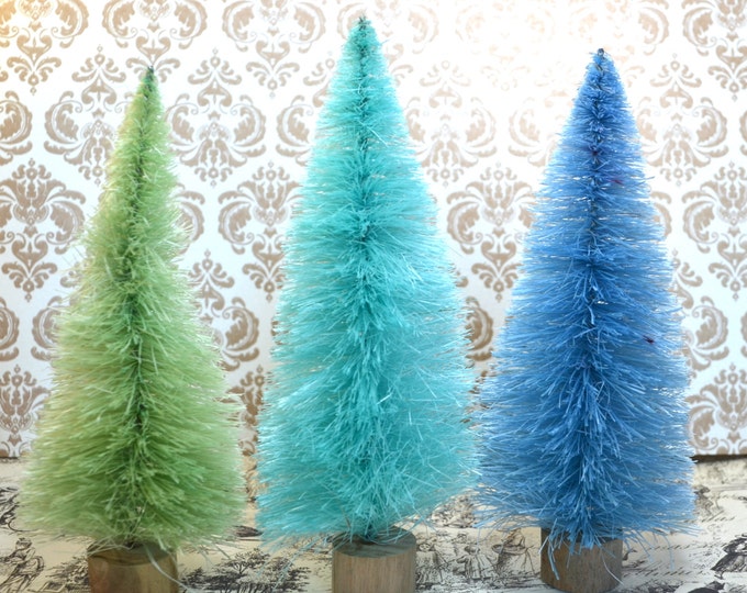 Bottle Brush Christmas Trees Table Decor Aqua Turquoise Spring Etsy