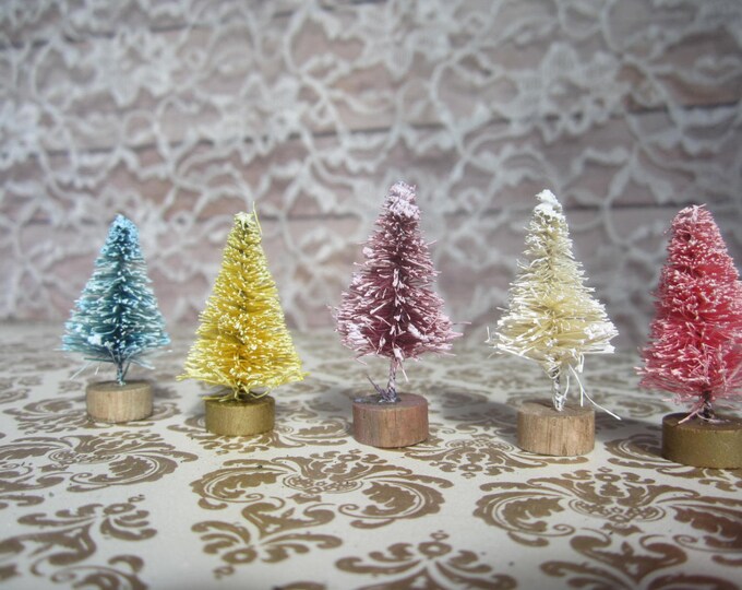 Bottle Brush Christmas Trees Table Decor Pastel Colors Hand Etsy