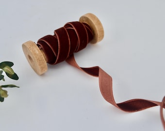 Chocolate Coffee brown Velvet ribbon 1/2" by the yard trim gift wrapping hair Christmas
