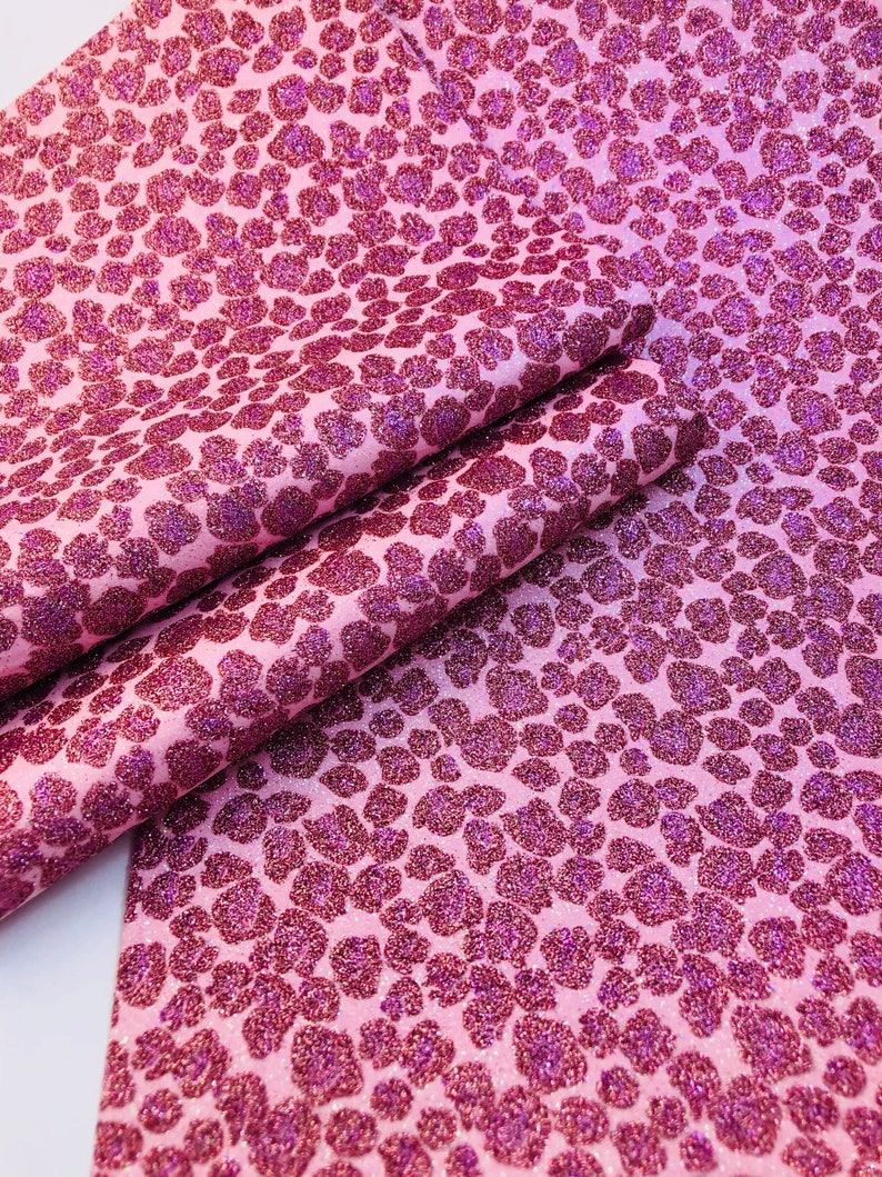 Rose Pink Cheetah Print Glitter Faux Leather Fabric Sheet - Etsy