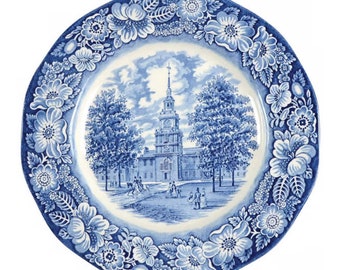 Vintage Staffordshire Liberty Blue Dinner plate dessert 10 in  Transferware English