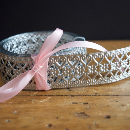 Stamped Zinc Metal Ribbon Trim Oval Frame Vintage Style by the Etsy