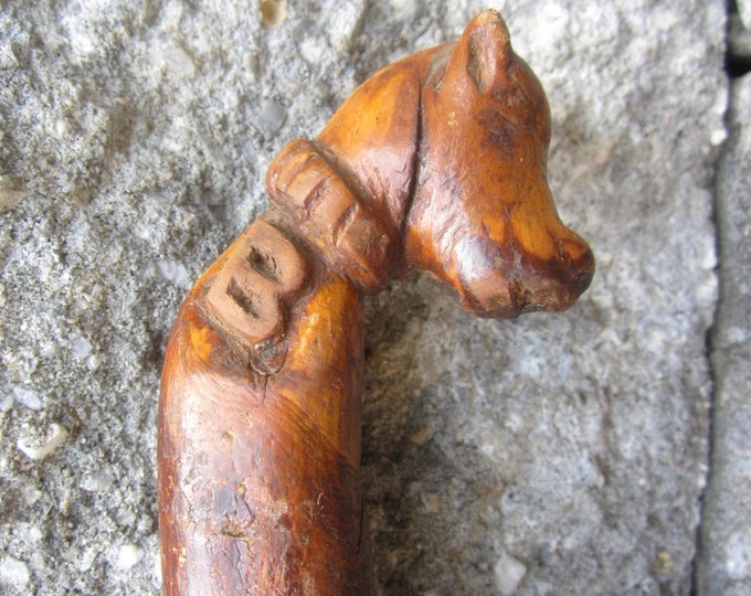 Walking Stick Dog Walking Stick Dog Cane Carved Dog Walking Etsy