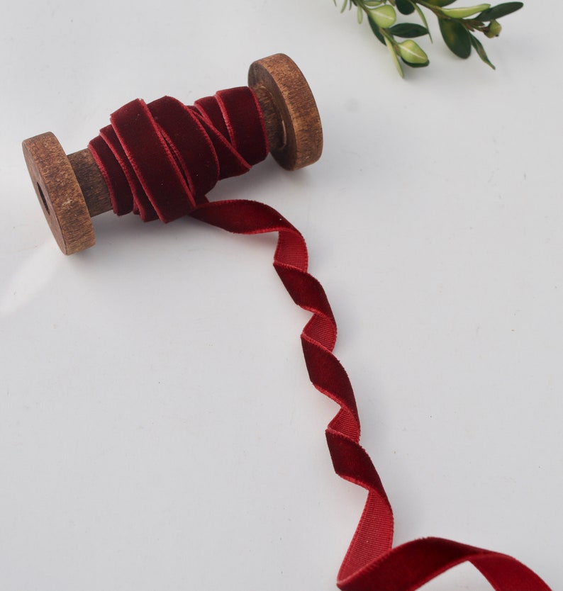 Cranberry Maroon Burgundy Velvet Ribbon 1/2