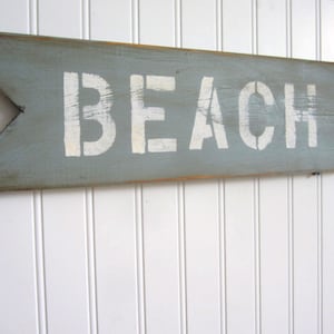 Handmade BEACH  sign wall art decor blue arrow ocean swim summer Distressed shabby