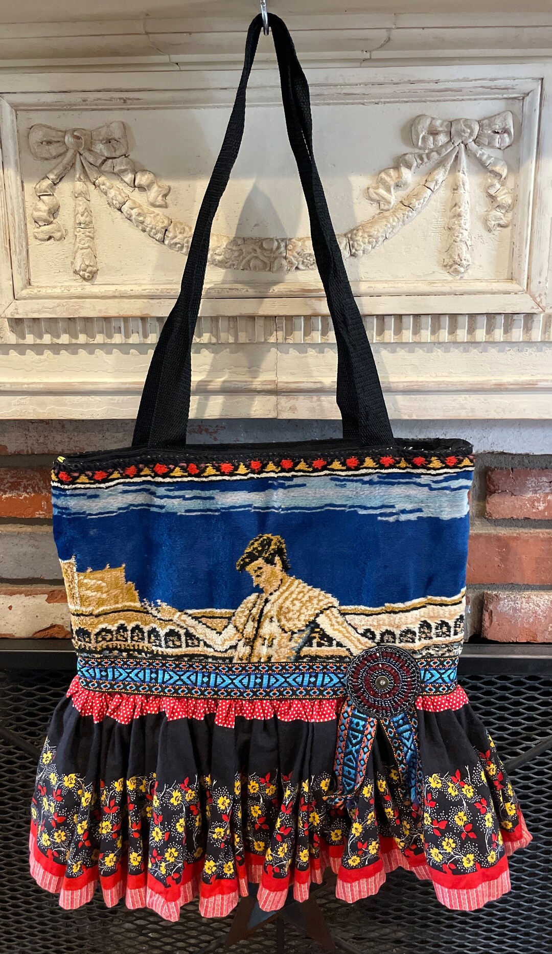 Upcycled Matador Tapestry Purse Vintage Fabric Beading Etsy