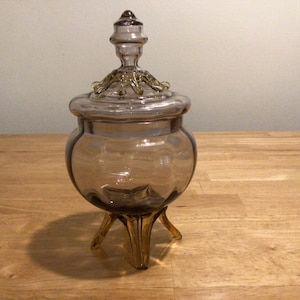 Vintage Czech Handblown Glass Apothecary Jar with Unique Footed Design