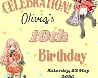 Invitación a fiesta de cumpleaños de anime