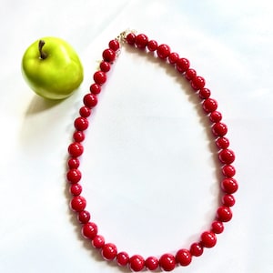 Bold Red Coral Bead Necklace with 14K Gold-Filled Clasp
