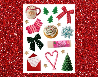 Christmas Sticker Sheet for Junk Journal, Journal Cover Sticker, Winter Sticker, Scrapbook Sticker, Cute Sticker for Planner Holiday Sticker