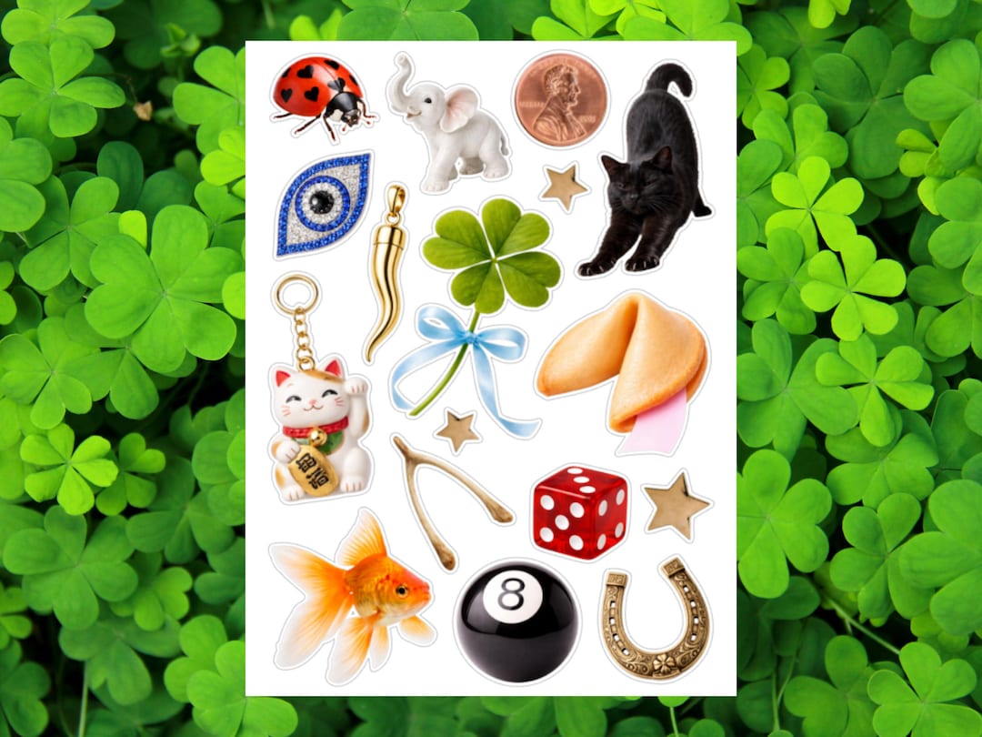 Lucky Charms Sticker Sheet for Junk Journal, Spring Scrapbook Sticker ...