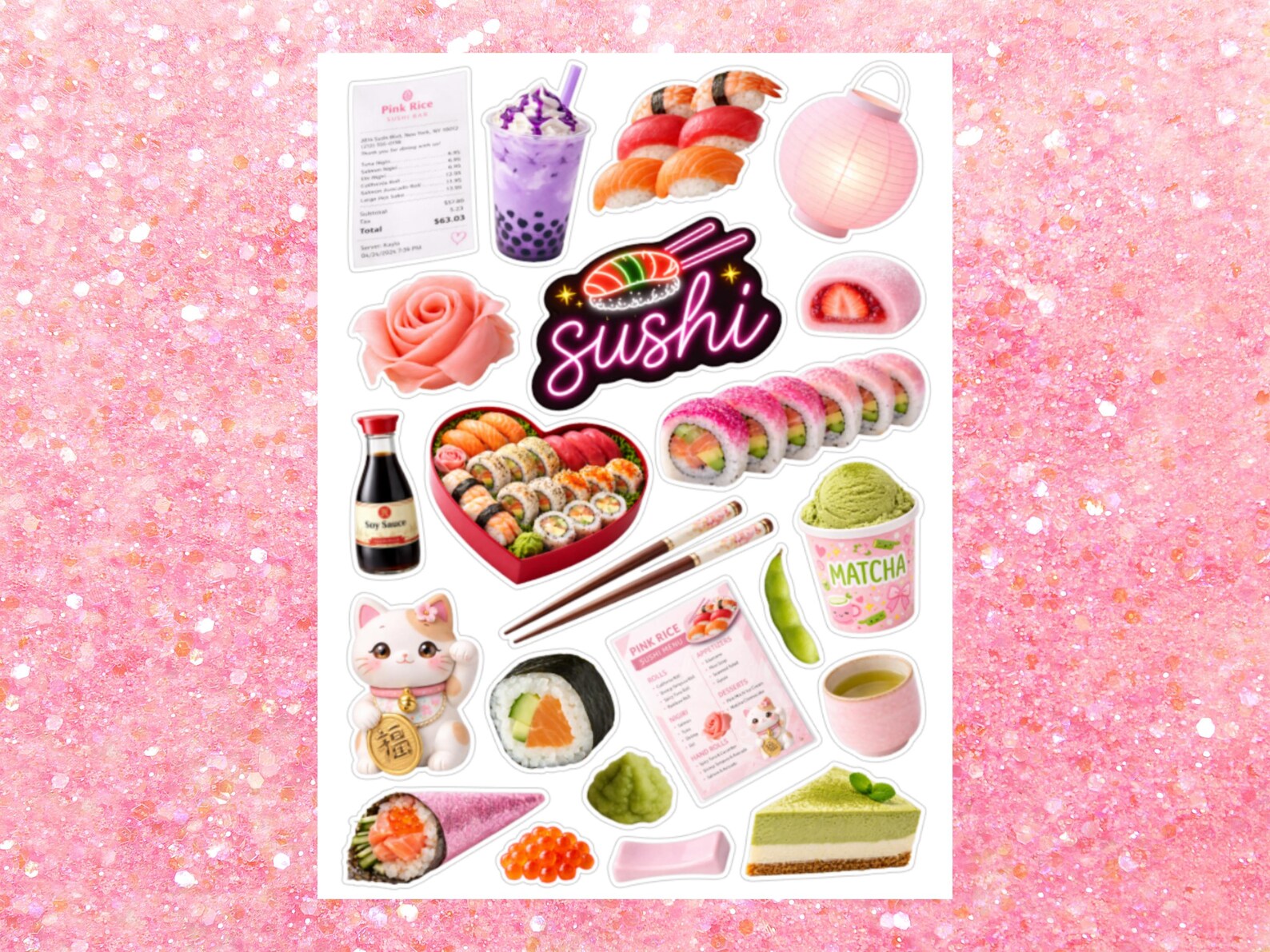 Sushi Sticker Sheet for Junk Journal, Gift for Sushi Lover, Kawaii Food ...