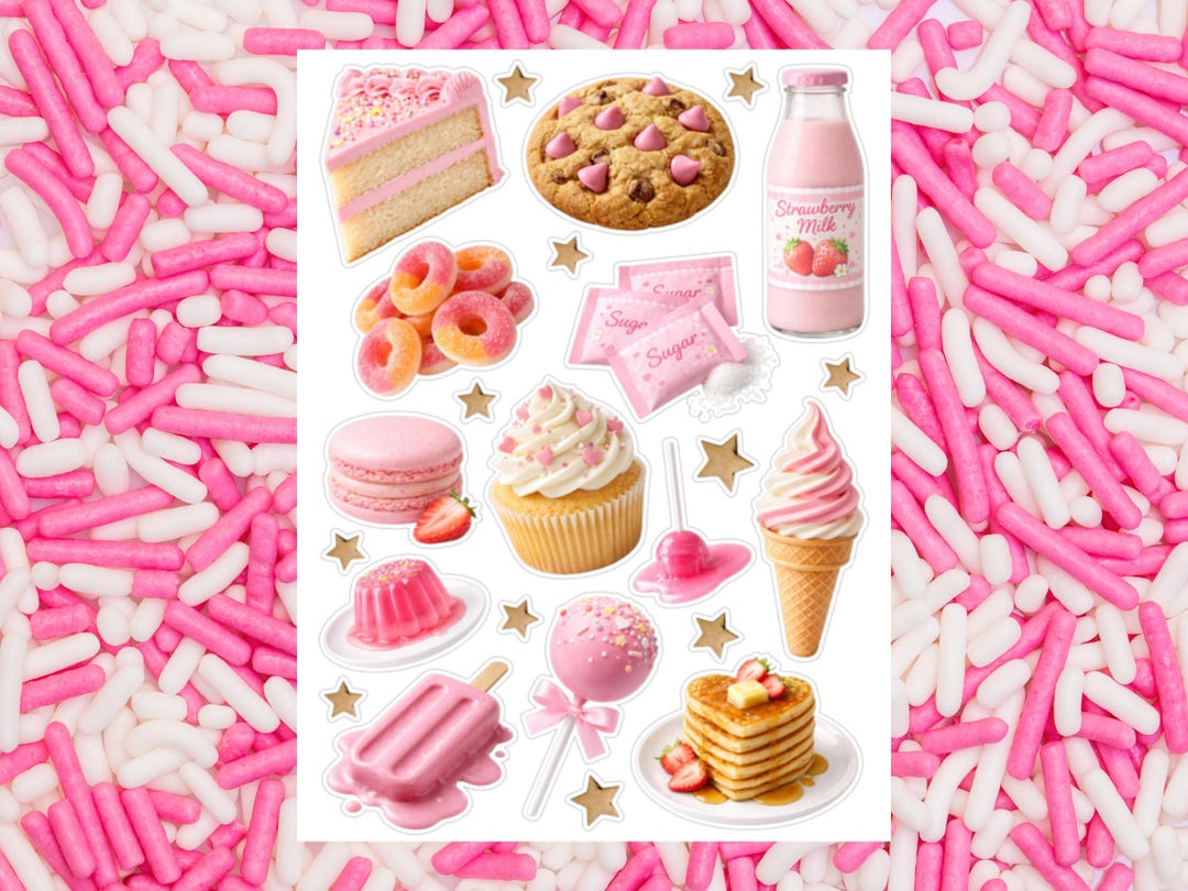 Sweet Tooth Sticker Sheet for Junk Journal, Gift for Girl, Cake Sticker ...