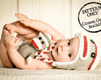 Crochet Pattern - Monkey or Sock Monkey Hat All Sizes Newborn to Adult Boys or Girls