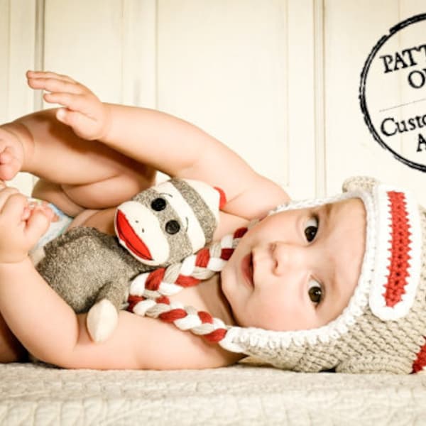 Crochet Pattern - Monkey or Sock Monkey Hat All Sizes Newborn to Adult Boys or Girls