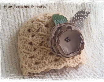 Crochet Pattern - Laced With Love Hat (Newborn to Adult Woman) with Crochet Flower, Lace Antique Beanie Style Hat