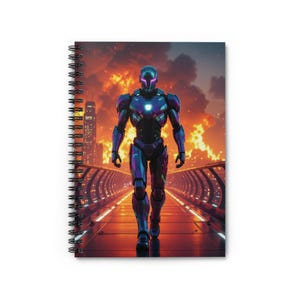 Futuristic Robot Spiral Notebook - Ruled Line, Perfect Gift for Tech Lovers, Journal for Sci-Fi Fans, Sketchbook for Artists, Cool [...]
