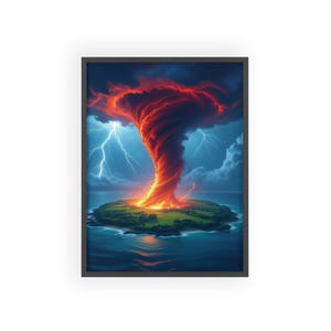 Vibrant Tornado Art Poster with Wooden Frame, Storm Wall Decor, Nature-Themed Artwork, Perfect Gift for Weather Lovers, Home Office [...]