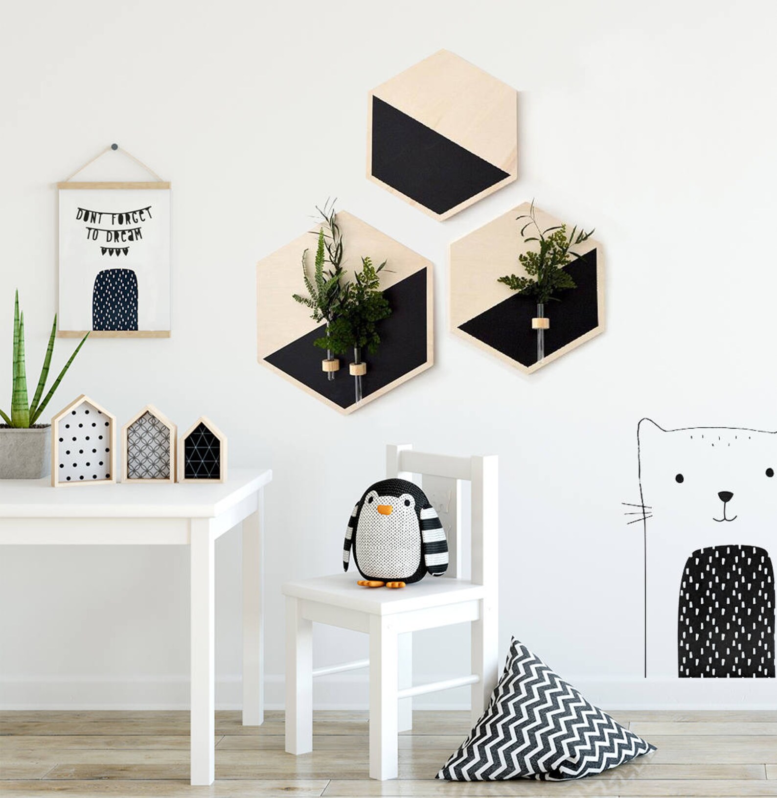 Wall Decor Hexagon Wood Wall Art Wood Hexagonal Wooden Art Etsy