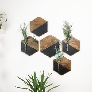 Rustic Decor / Set of 5 Wooden wall decoration / Home decoration / Rustic wood / Wall Wooden Hexagon / Rustic / Hanging wooden / Wood wall