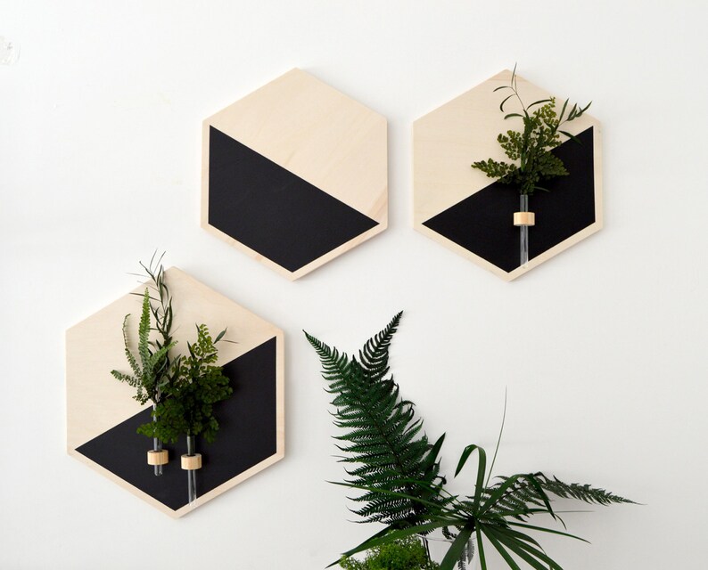 Wall Decor Hexagon Wood Wall Art Wood Hexagonal Wooden Art Etsy