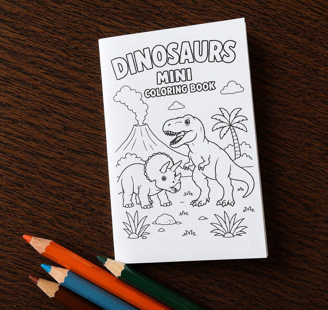 Dinosaur Mini Coloring Book - Printable PDF Activity, Kids Educational ...