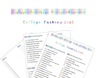College Move-In Packing List | Editable Dorm Essentials Checklist | Printable PDF for Freshmen | Back to School Must-Haves | Move-In Day