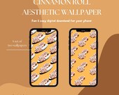 Cinnamon Roll Aesthetic Wallpaper | Cozy Digital Download Phone Background | Cute Foodie Lock Screen JPGs (Set of 2)